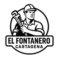 Logo en negro de El Fontanero Cartagena con figura de fontanero y llave inglesa